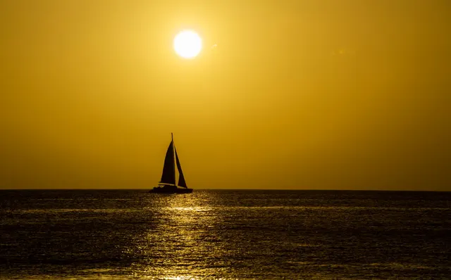 A golden sunset over the sea