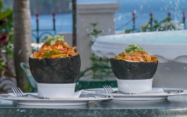 A bowl of roasted breadfruit, a Vincentian national dish